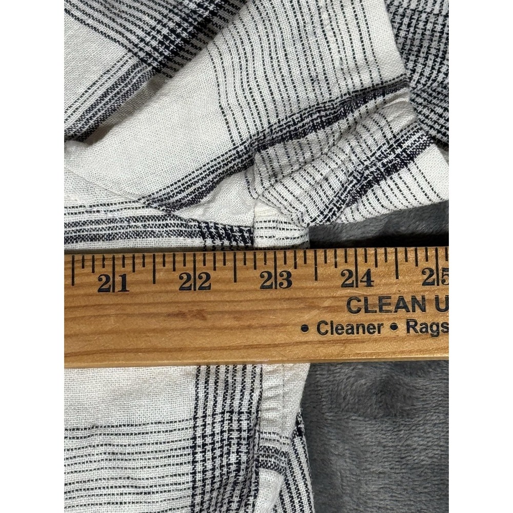 Lucky Brand Shirt Mens Large White Short Sleeve Button Up Linen Blend Plaid - Picture 10 of 13